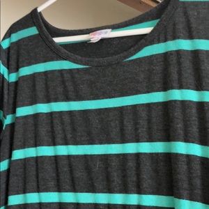 Charcoal and teal striped dress